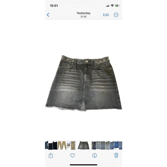 ALLSAINTS LILA EYELET BLACK WASHED DENIIM SKIRT M 10 - Picture 2 of 8